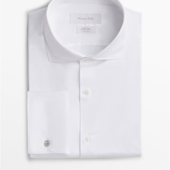 NWT. Massimo Dutti White Slim Fit Cotton Twill Shirt. Size 16,5. - Picture 9 of 14